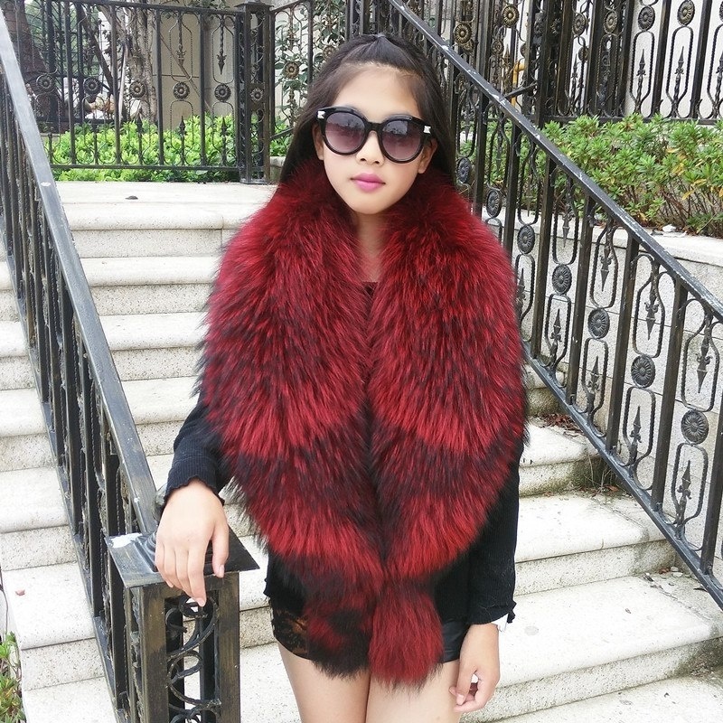 Customize Color Oversized Fur Trim Real Raccoon Fur Collar