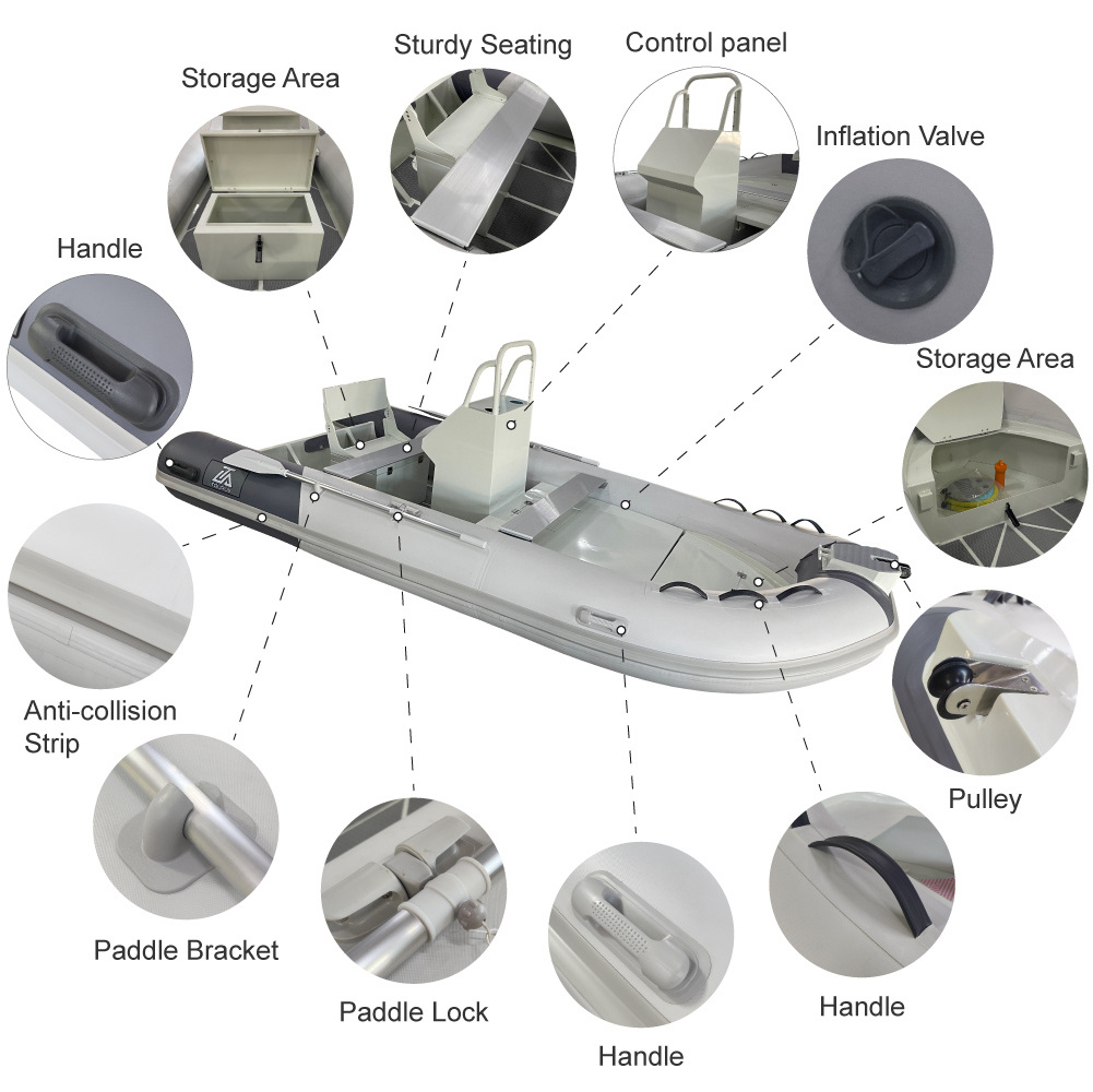 Good Quality Fishing Fiberglass Yacht Glass Bottom Cabin Inflatable TOURUS Rib Boat