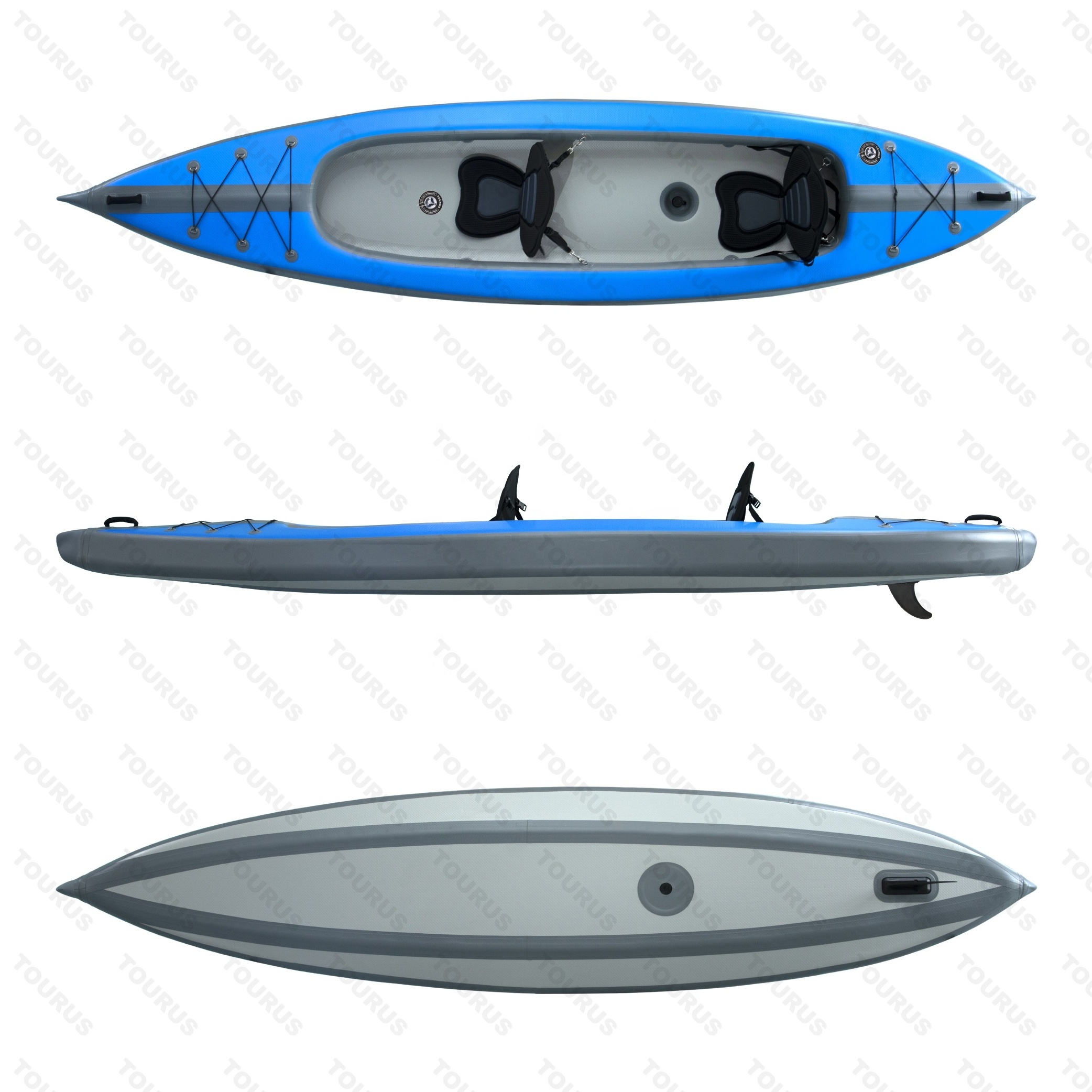 TOURUS kayak oem logo rigid performance PVC material 1or 2 persons inflatable drop stitch kayak