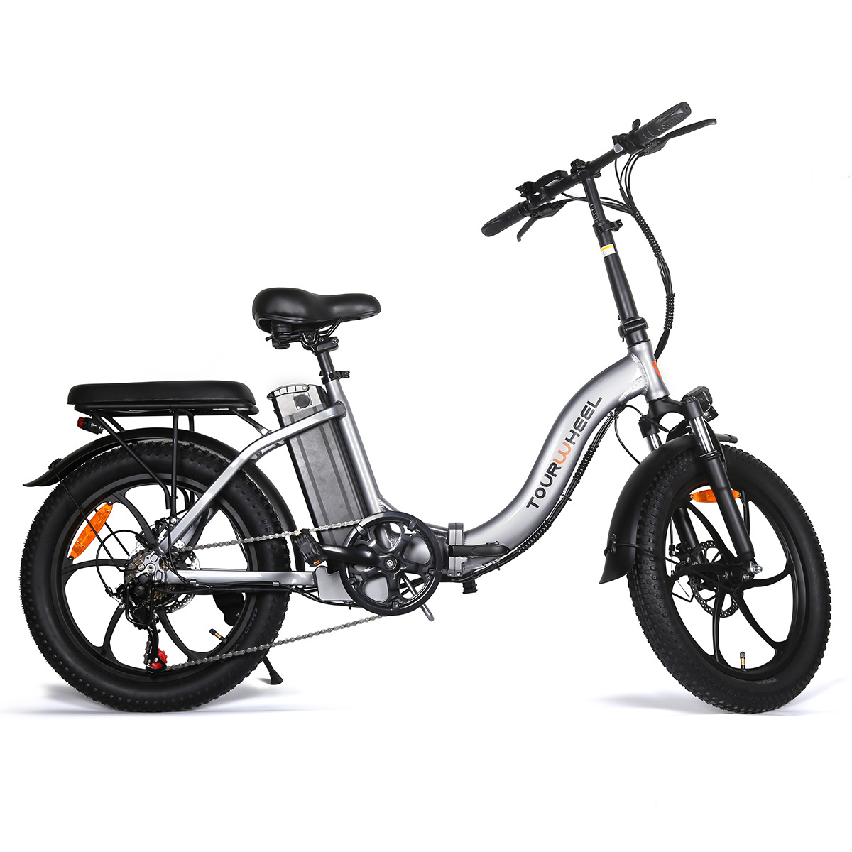 Folding Step Through Electric Bicycle 20 Inch Fat Tire 350w 48v Electric Bike 7 Speeds Ebike