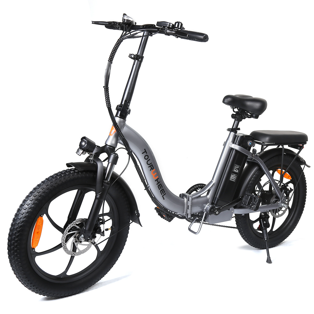 Folding Step Through Electric Bicycle 20 Inch Fat Tire 350w 48v Electric Bike 7 Speeds Ebike