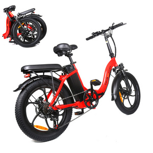 Folding Step Through Electric Bicycle 20 Inch Fat Tire 350w 48v Electric Bike 7 Speeds Ebike