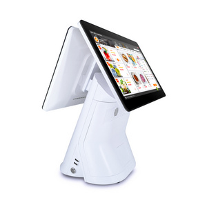 touch dual screen cashier machine restaurant automatic pos terminal cash register with barcode scanner