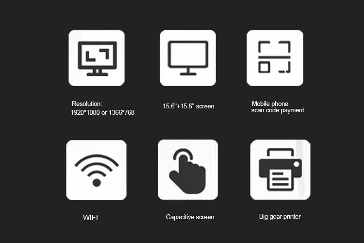 touch dual screen cashier machine restaurant automatic pos terminal cash register with barcode scanner