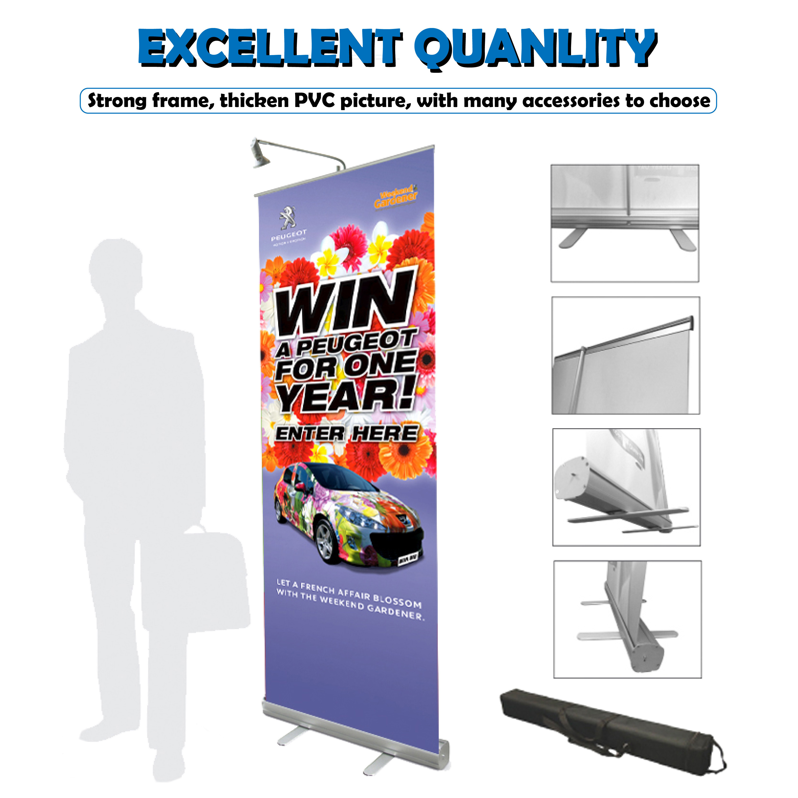 Advertising Retractable Banner Double Sided Roller Banner Stand 85 X 200 Roll Up Banner Stand