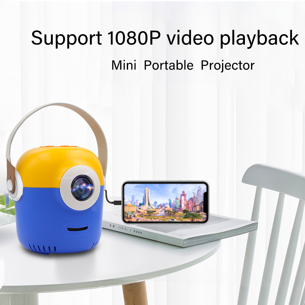 Touyinger T1 Portable Min Projector, Support 1080P Video Playback Mini Projetor, LED USB Multimedia Proyector For Home