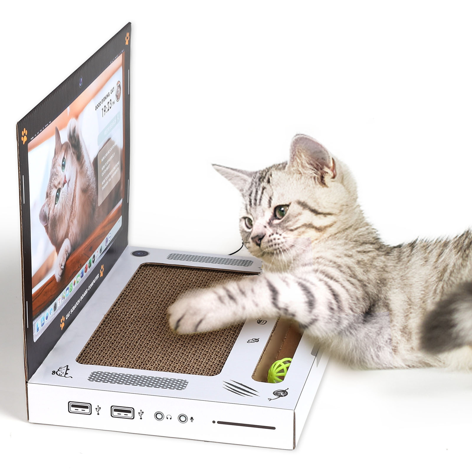 Laptop Scratch Pad Cat Scratch Laptop Cat Scratcher Laptop With Fluffy 'Mouse' Interactive Cat Toys