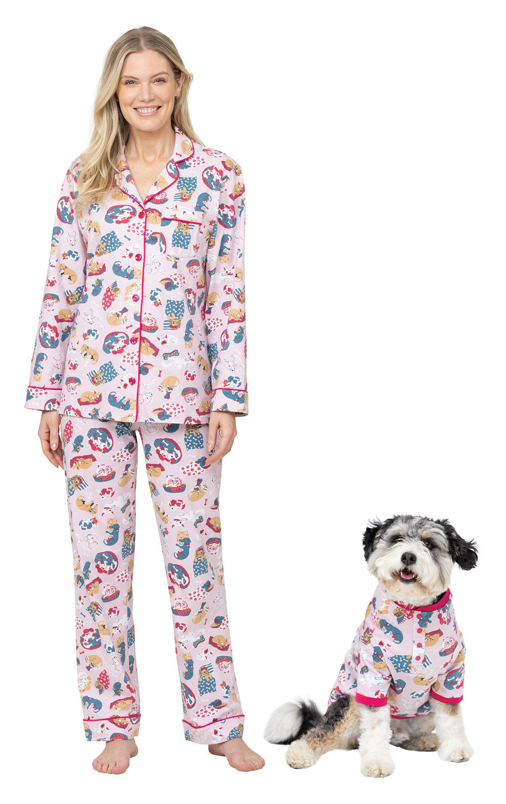 Custom Patterns Button-Front Matching Pet & Owner Pajamas Matching Outfits Pajamas Onesies & PJs for Dogs dog human matching