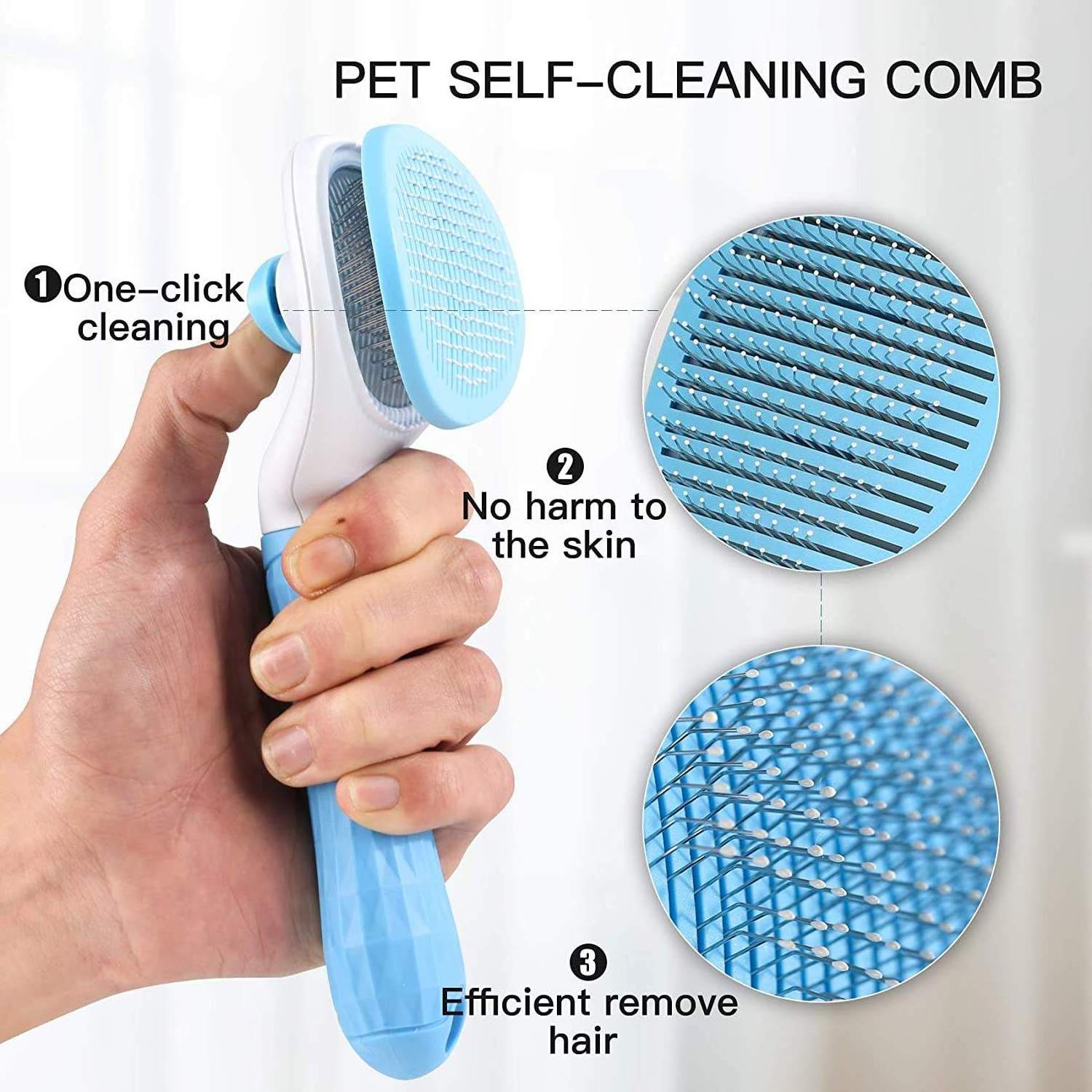 Self Clean Slicker Pet Hair Removal Comb Deshedder Dog Animal Hair Clean Tool Pet Dematting Comb Cat Deshedding Brush