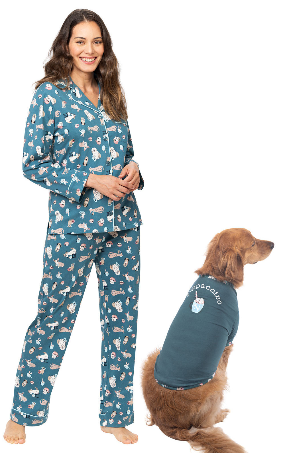 Custom Patterns Button-Front Matching Pet & Owner Pajamas Matching Outfits Pajamas Onesies & PJs for Dogs dog human matching