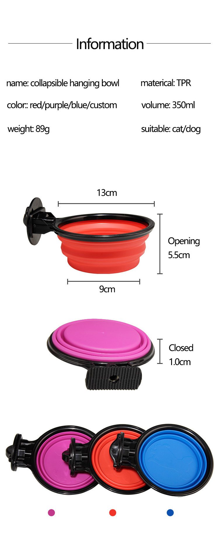 Dog Crate Bowl Dog Kennel Bowl Easy to install  Feeder with Hook for Dogs Cats in Crate Cage Kennel