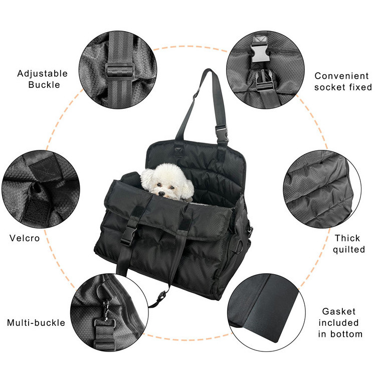 Dog Car Seat Booster Custom Bag Carrier Detachable and Washable Ultra Adjustable Straps Perfect for Medium Dogs or 2 Small Dogs