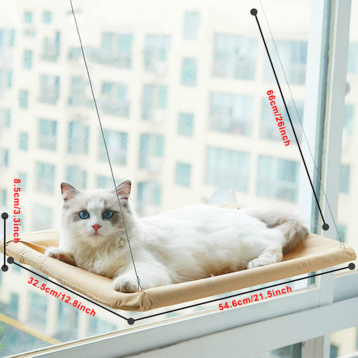 Cat Window Hammock Perch Safety Shelves Space Saving Window Mounted Seat Cat Bed for Large Cats