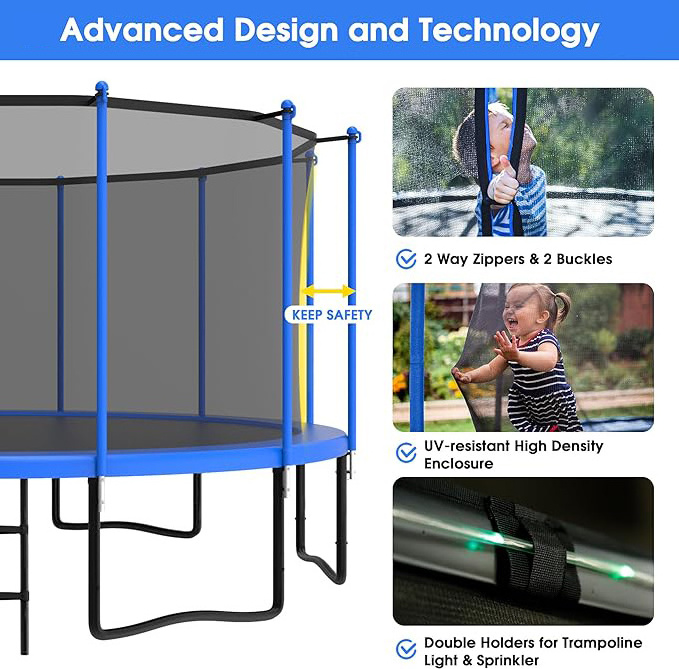 Large Trampoline for child customizable fitness trampoline with ladder trampoline outdoor kids