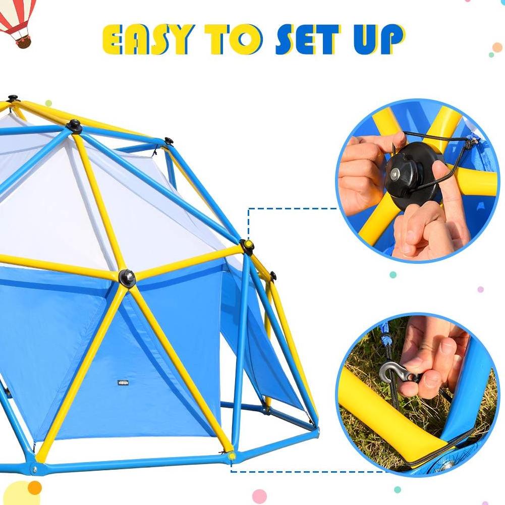 Outdoor Playground Dome Climber with Canopy Steel Frame Dome Climber with Swing and Hammock for Kids