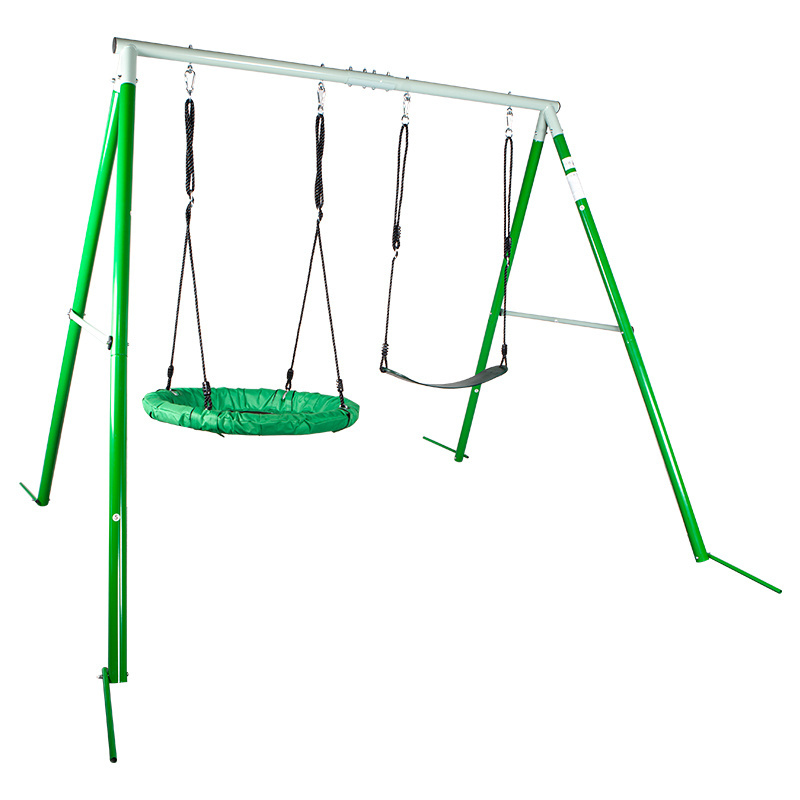 Enjoyable Outdoor Playground Two Functional Swing Set For Kids With Slider Outdoor Play Equipment