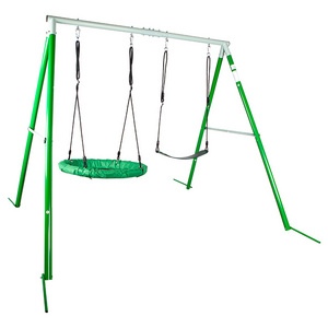 Enjoyable Outdoor Playground Two Functional Swing Set For Kids With Slider Outdoor Play Equipment