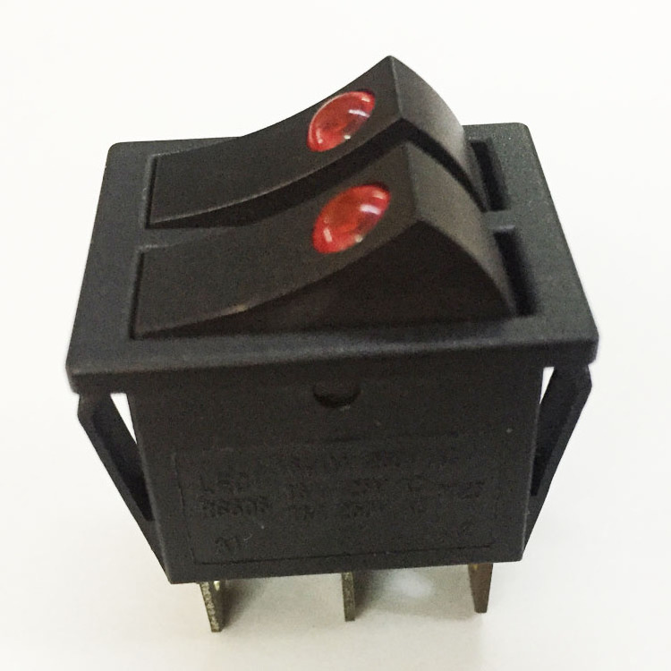 Towei switch supplier 16(4)A~250V 16A~125V t125 6 pin double rocker light switch for table lamp