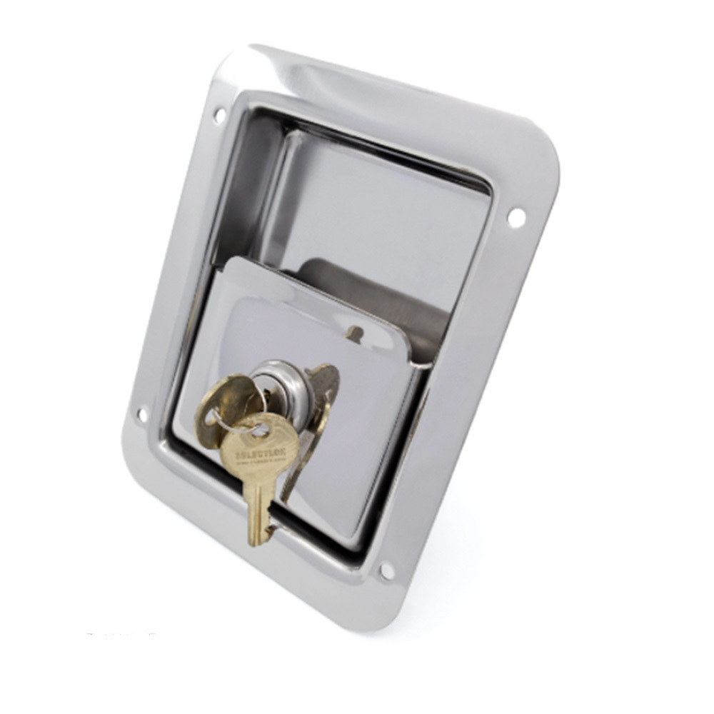 Custom Made Flush-Mounted 304 Stainless Steel Paddle Door Latch Toolbox Lock with 2 Keys for Motorhome Trailers