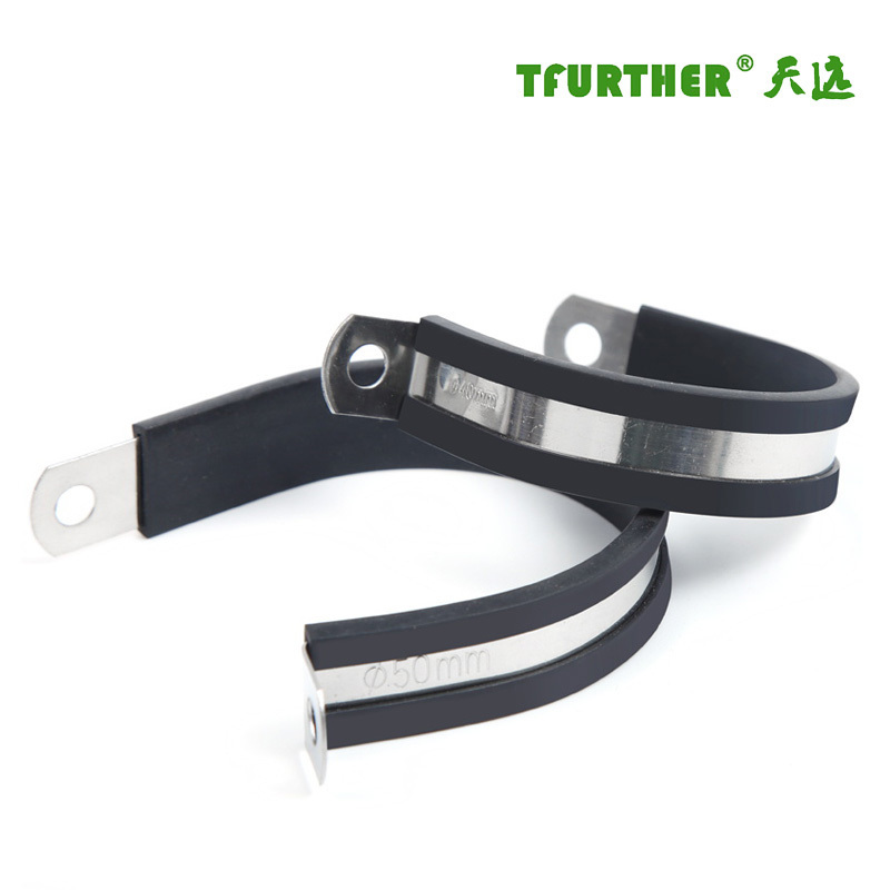 Stainless steel EPDM Rubber R-Clamp Clips Rubber Pipe Clamps R Types of Hose clamp 100pcs/bags