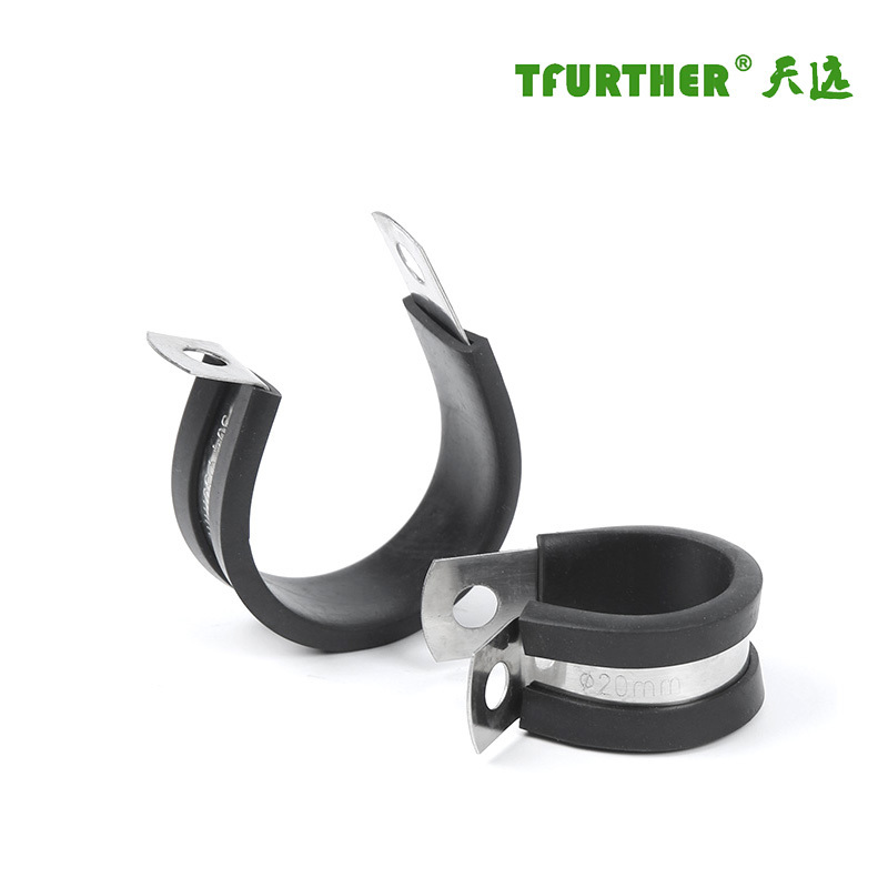 Galvanized Iron Rubber Lined R Style Clips Fist Clamping Heavy Duty EPDM R Clip R Type With Rubber Pipe Hose Hanging Clamps