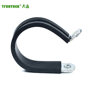 Galvanized Iron Rubber Lined R Style Clips Fist Clamping Heavy Duty EPDM R Clip R Type With Rubber Pipe Hose Hanging Clamps