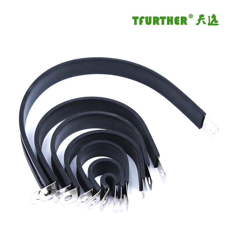 Galvanized Iron Rubber Lined R Style Clips Fist Clamping Heavy Duty EPDM R Clip R Type With Rubber Pipe Hose Hanging Clamps