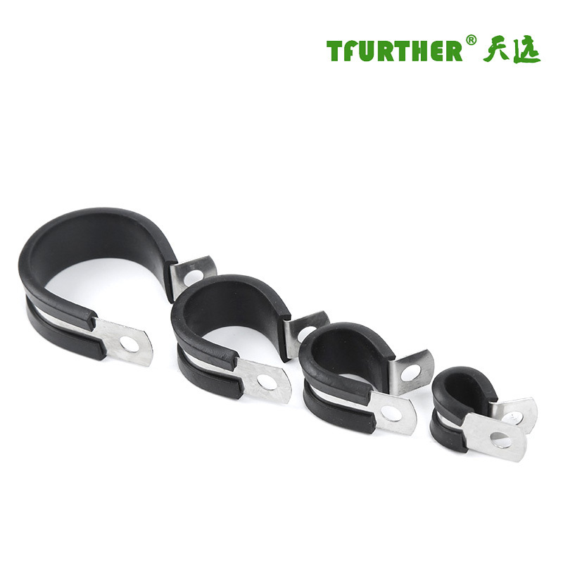 Stainless steel EPDM Rubber R-Clamp Clips Rubber Pipe Clamps R Types of Hose clamp 100pcs/bags