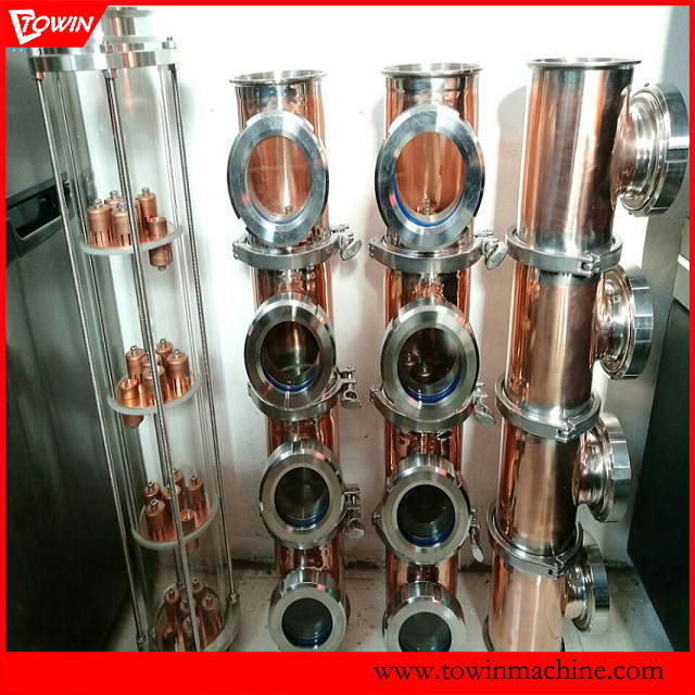 copper / glass /stainless steel moonshine still distiller column 4 inch 6 inch 8 inch with copper onion/bubble plate price