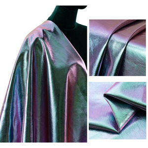 New Design Rayon Backing Fashion Holograghic Shiny Pu Leather Fabric