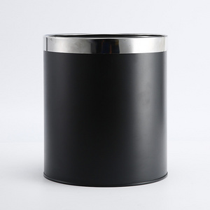 Round plastic trash bin with no lid Hotel Guest Room colorful trash bin black double layer dustbin