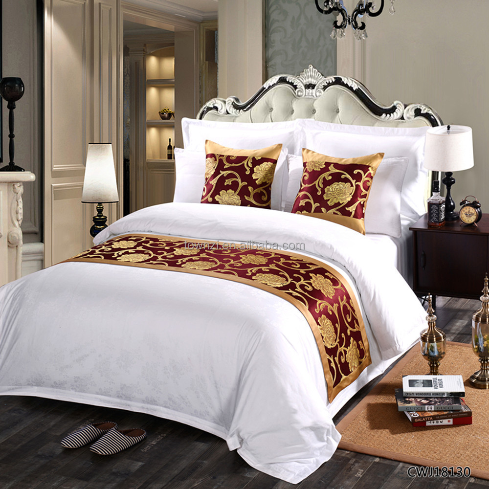 Wholesale Polyester Adult Queen Size Jacquard King Cotton Decorative Hotel Luxury Bed Runner