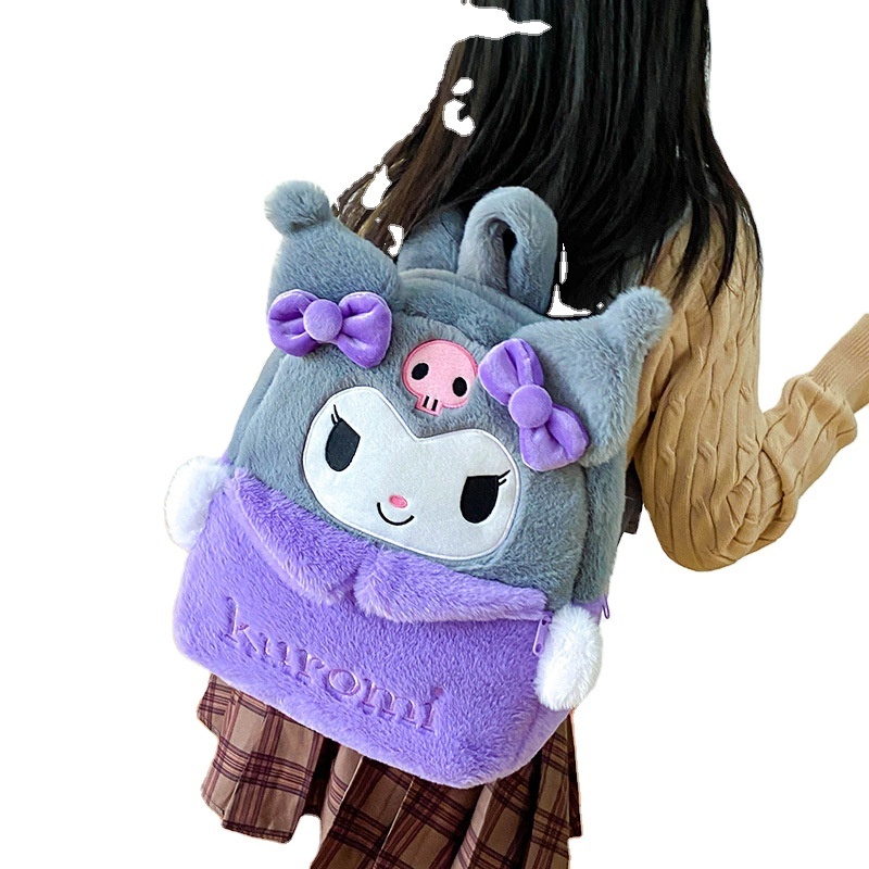 TCXW112401 new Sanrio series cartoon plush backpack Kitty Kuromi anime student Stationery gift large school bag plush backpack