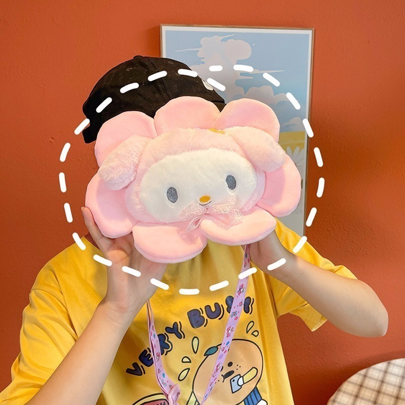 2023 Sanrio Bag Plush My Melody Kawaii Kuromi Plushie Backpack Cinnamoroll Anime Handbags Stuffed Backpacks Kids Toys OPP Bag