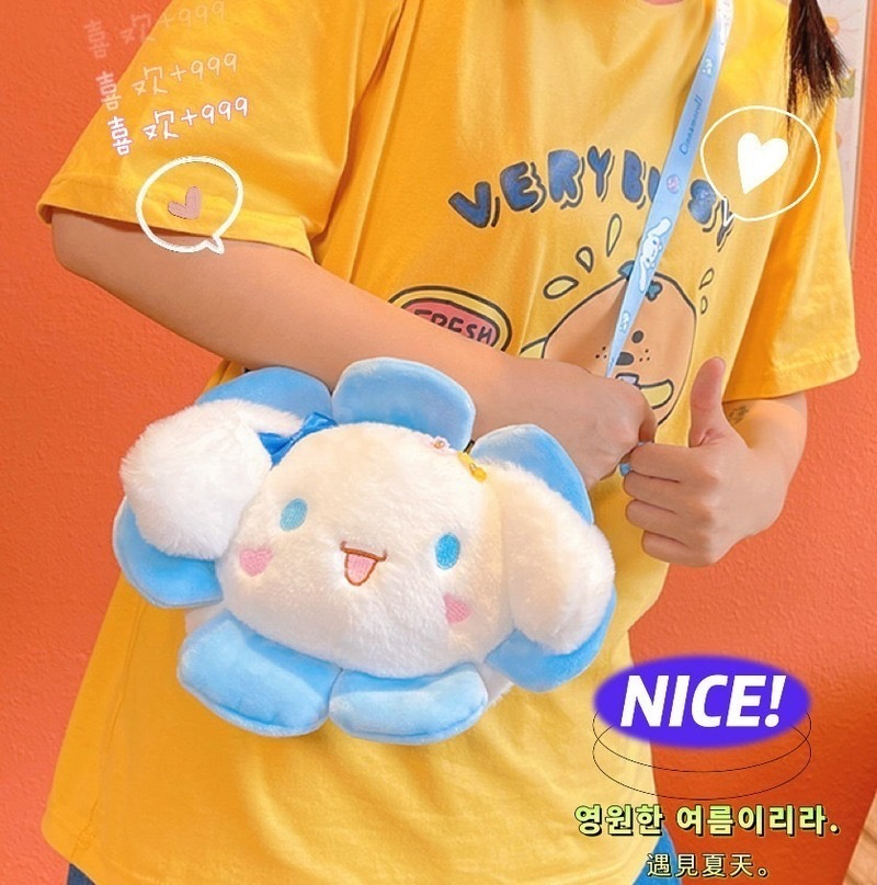 2023 Sanrio Bag Plush My Melody Kawaii Kuromi Plushie Backpack Cinnamoroll Anime Handbags Stuffed Backpacks Kids Toys OPP Bag