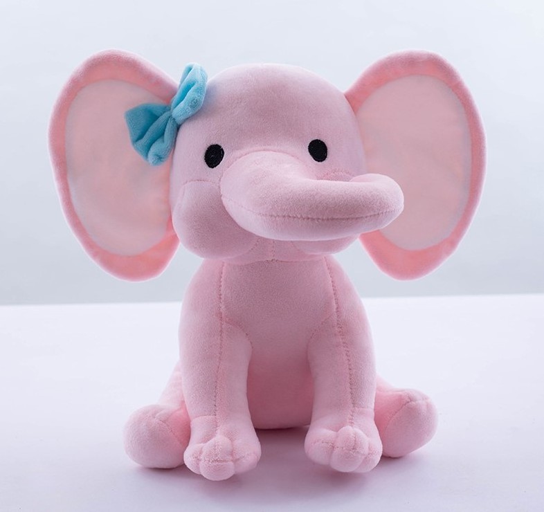 2022 hot selling Colorful Big Ear Baby Elephant Plush with Bow Soft Stuffed Kids toys Plush Elephant