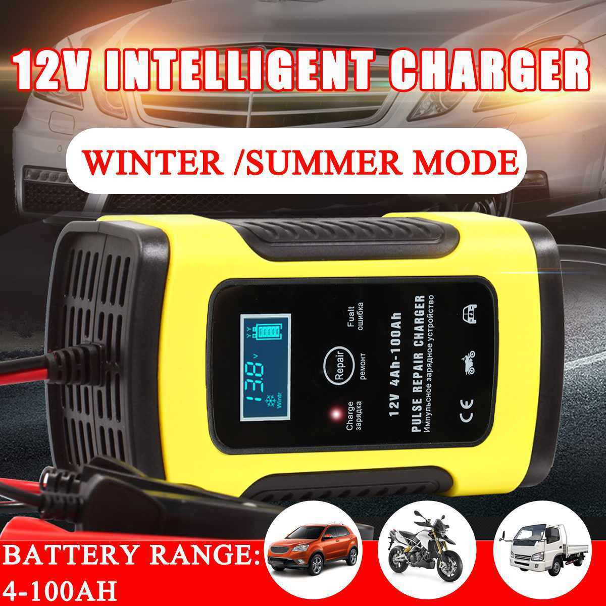 12V Car Charger Trickle Automatic Charger LCD display motorcycle Car Boat Marine 14.6V 6A Lead Acid Battery Charger Maintainer