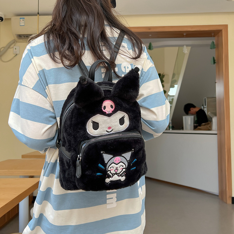 TCXW112401 new Sanrio series cartoon plush backpack Kitty Kuromi anime student Stationery gift large school bag plush backpack