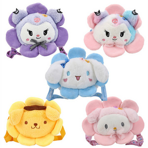 2023 Sanrio Bag Plush My Melody Kawaii Kuromi Plushie Backpack Cinnamoroll Anime Handbags Stuffed Backpacks Kids Toys OPP Bag