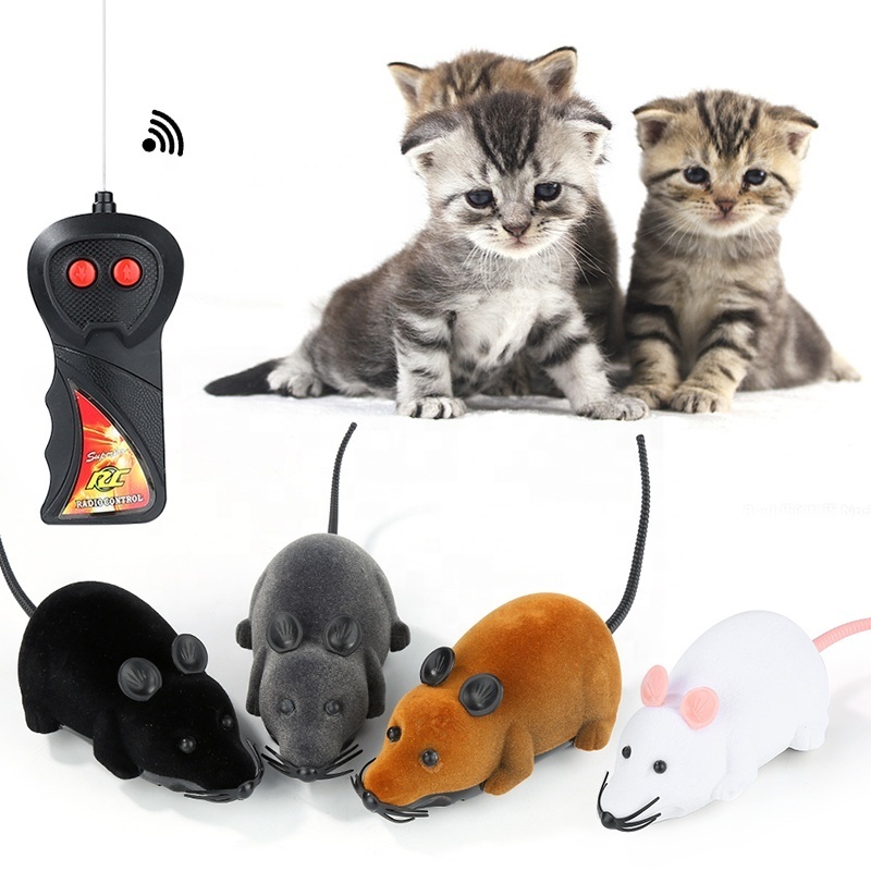 4 Colors 2CH RC Mouse Cat Toy Wireless Remote Control Pet Toys Interactive Pluch Mouse Electronic Rat Mice Toy For Kitten Cat