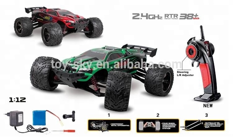 2.4G 1/12 Full scale Electric Big wheels off road rc crawler rc car High speed rc monster truck