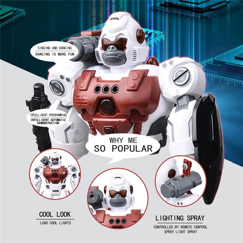 New Gorilla Warrior Programmable Spray Robot With Gesture Sensor Intelligent RC Robot Remote Control Toy For Boy