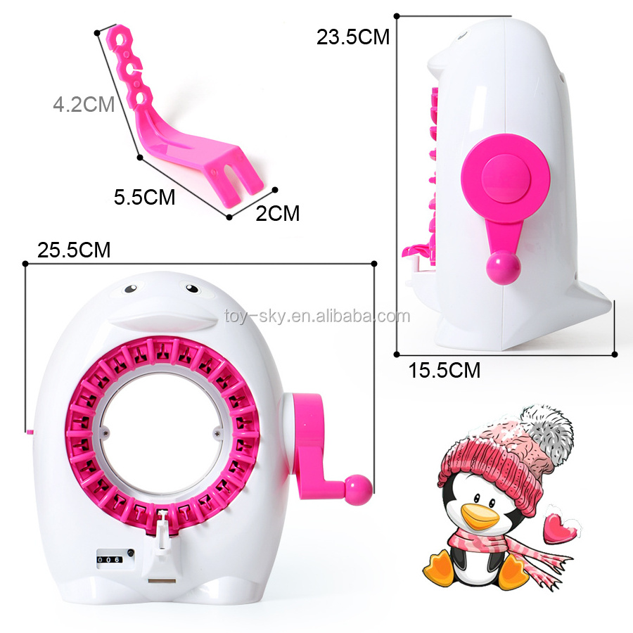 Toysky Educational Handmade Toys Manual Penguin DIY Sweater Knitting Machine with Counter for Girls