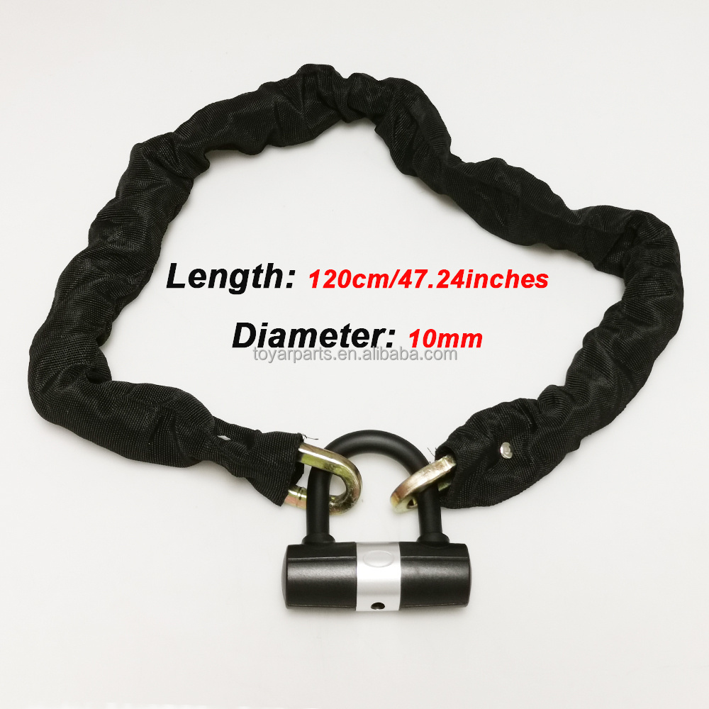 Bike Chain Lock With Key Fit E-Bike Mountain Bike Motorcycle Mini U Lock Anti-Vutting 10mm Chain Bicycle Accessories