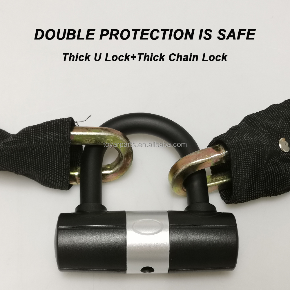 Bike Chain Lock With Key Fit E-Bike Mountain Bike Motorcycle Mini U Lock Anti-Vutting 10mm Chain Bicycle Accessories