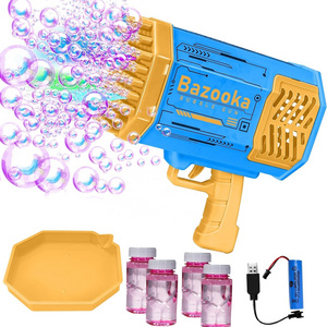 69 Holes Bazooka Bubble Machine with Bubble Solution Kids Soap Water Rechargeable Bubble Gun for Party