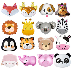 Animal Head Balloon Fox Bear Deer Penguin Sheep Zebra koala Balloon Safri Cross Animal Party Decoration