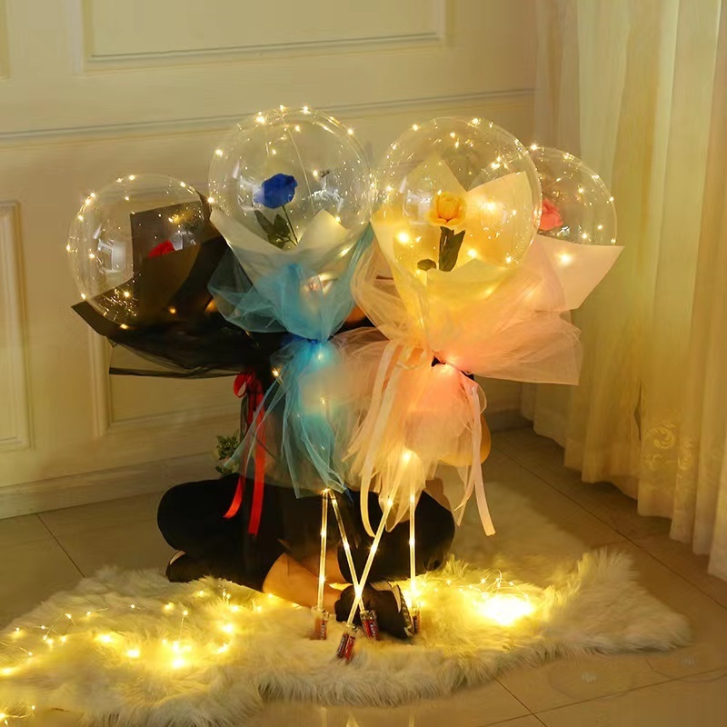 Wide Neck Transparent Bobo Bubble Balloons Valentine's Day Flowers bear Clear Balloons For Wedding Birthday Gift Packing Decor