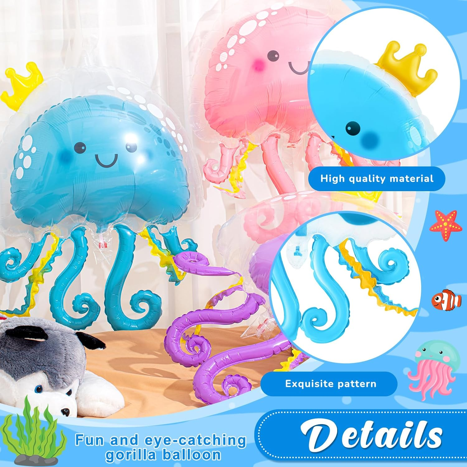 CYmylar  36 Inch Jellyfish Balloons Inflatable Jellyfish Octopus Sea Party Decorations ball in ball balloons