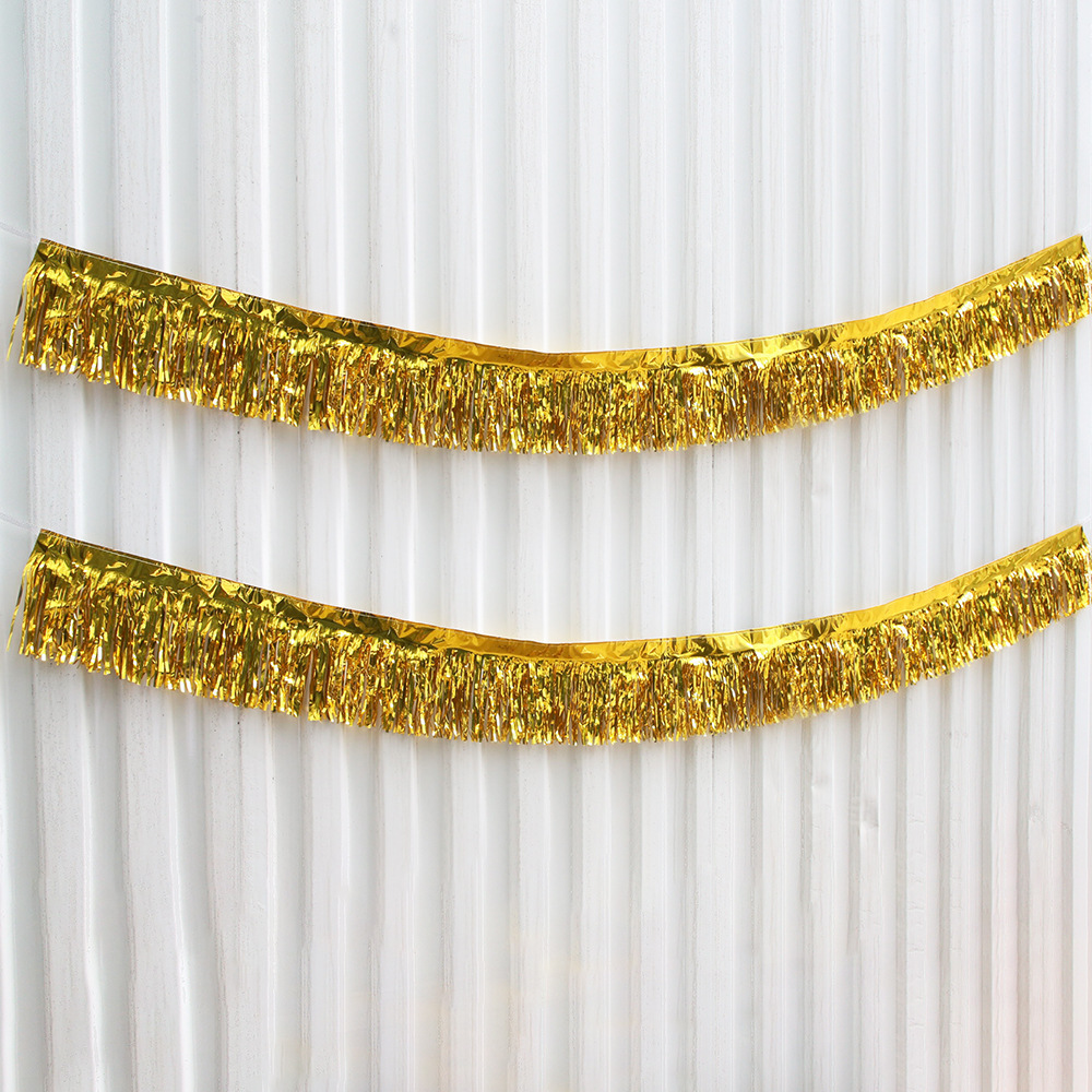 Foil Rain Curtain Banner Fringe Tassel Banner Garland for Wedding Party Wall Decor